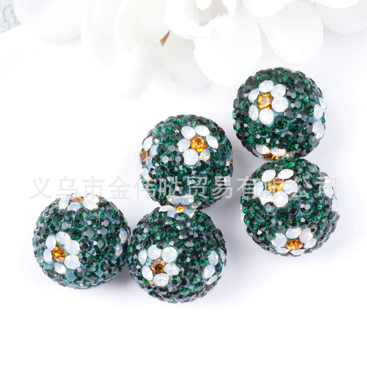 Wholesale 10pcs Full Drill Plum Blossom Soft Clay Drill Ball Straight Hole Beads